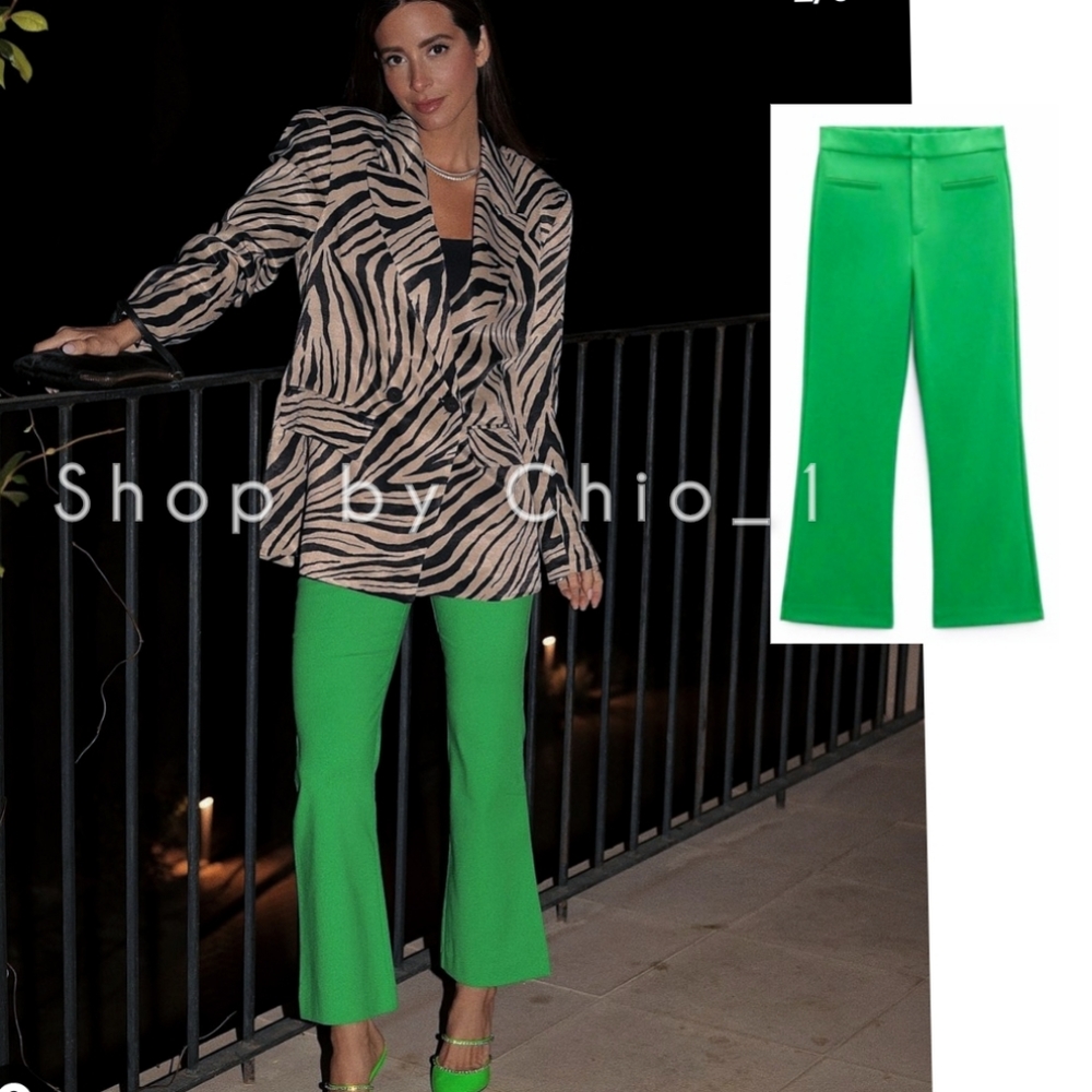 ZARA mini flared pants Intense green bloggers Favorite